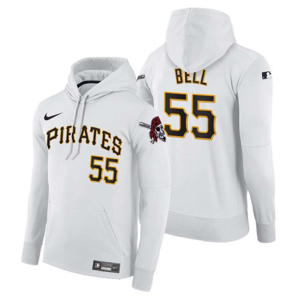 Men Pittsburgh Pirates 55 Bell white home hoodie 2021 MLB Nike Jerseys